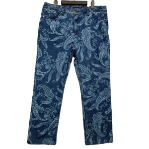 Charter Club Lexington Straight Paisley Print Denim Jeans Womens Size 14